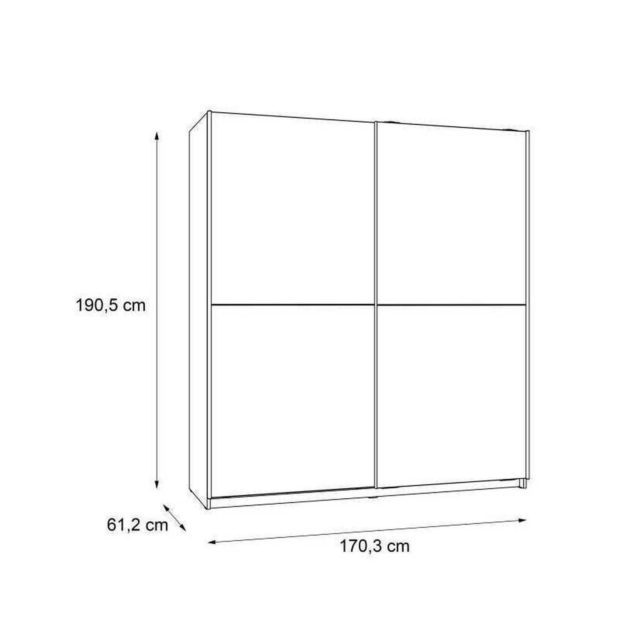 Voir la diapositive 6 : FINLANDEK Finlandek ulos armoire de chambre beige effet chêne clair, 2 portes coulissantes, 5 étagères, 2 tringles, 170,3 x 61,2 x 190,5 cm