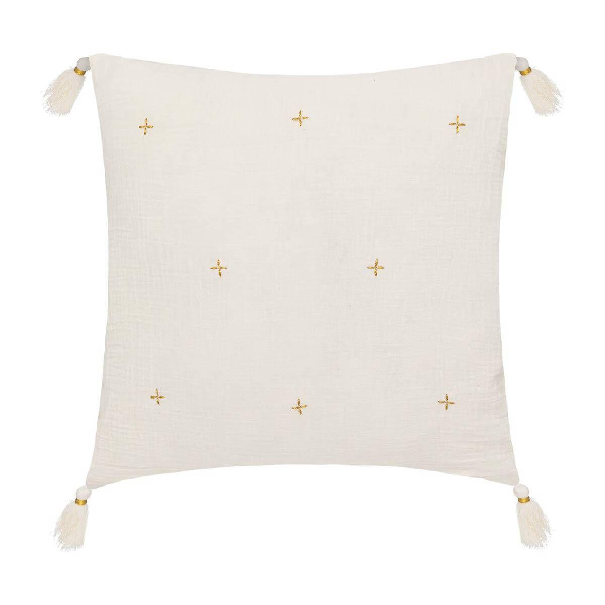 ATMOSPHERA Coussin déco à pompons  millo  40x40cm ivoire