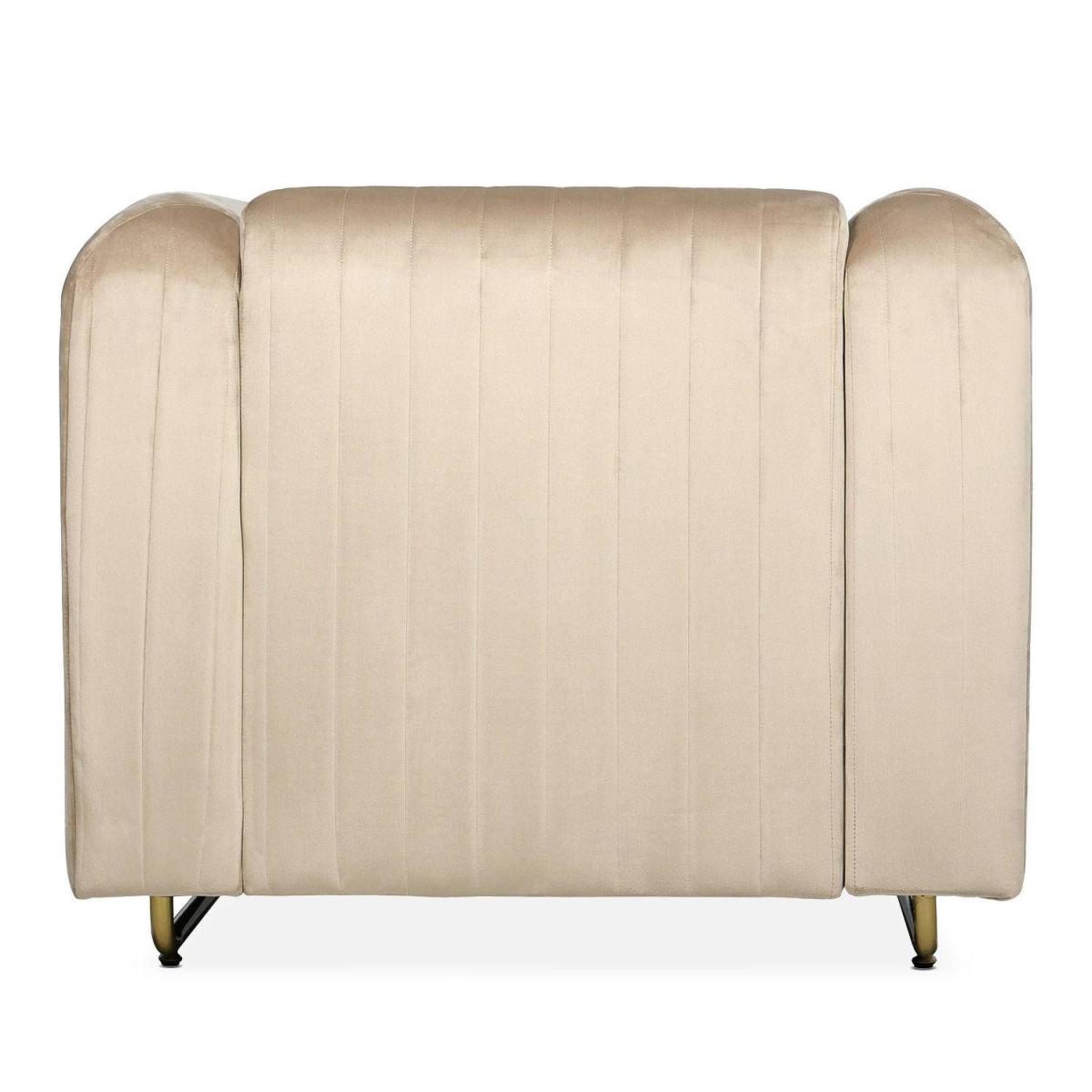 Voir la diapositive 5 : Paris Prix Fauteuil Art Déco en Velours  Wardde  93cm Taupe Clair