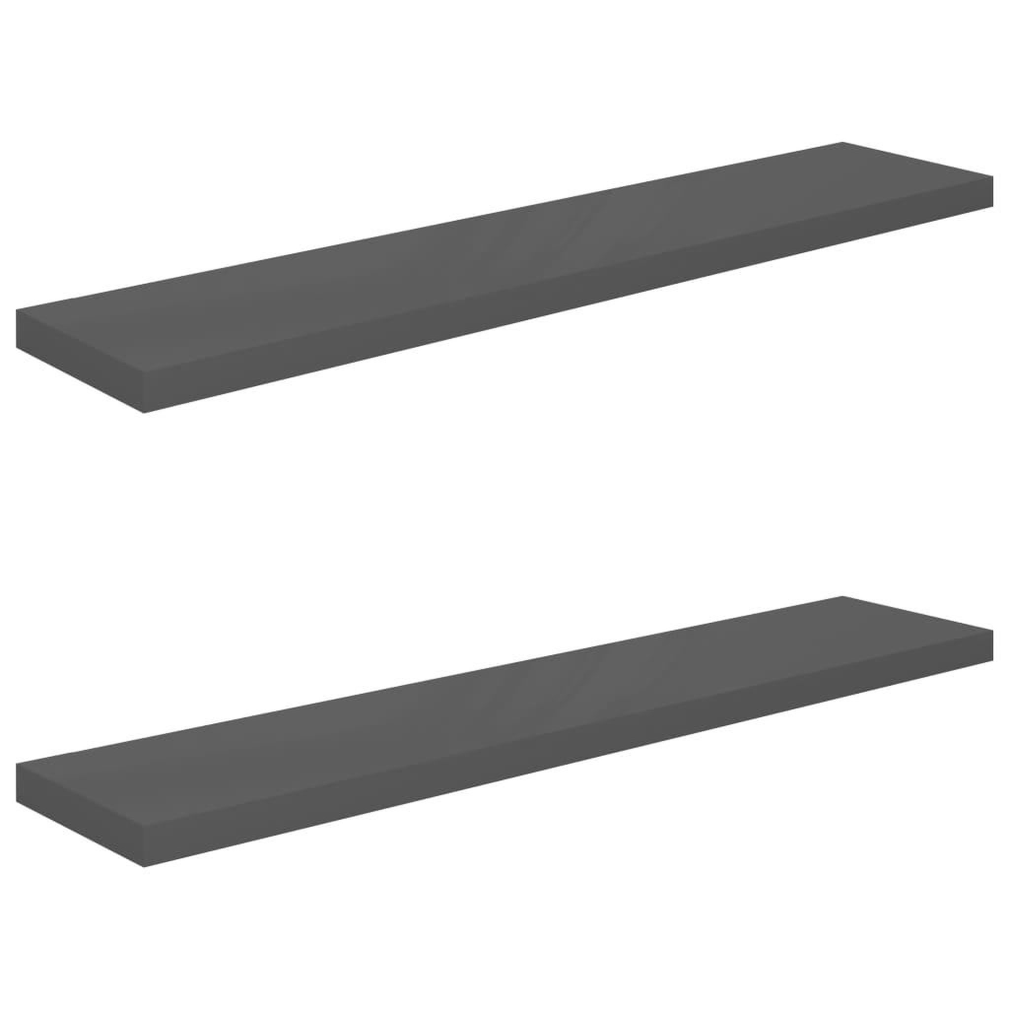 Voir la diapositive 2 : VIDAXL Etageres murales flottantes 2 pcs gris brillant 120x23,5x3,8 cm