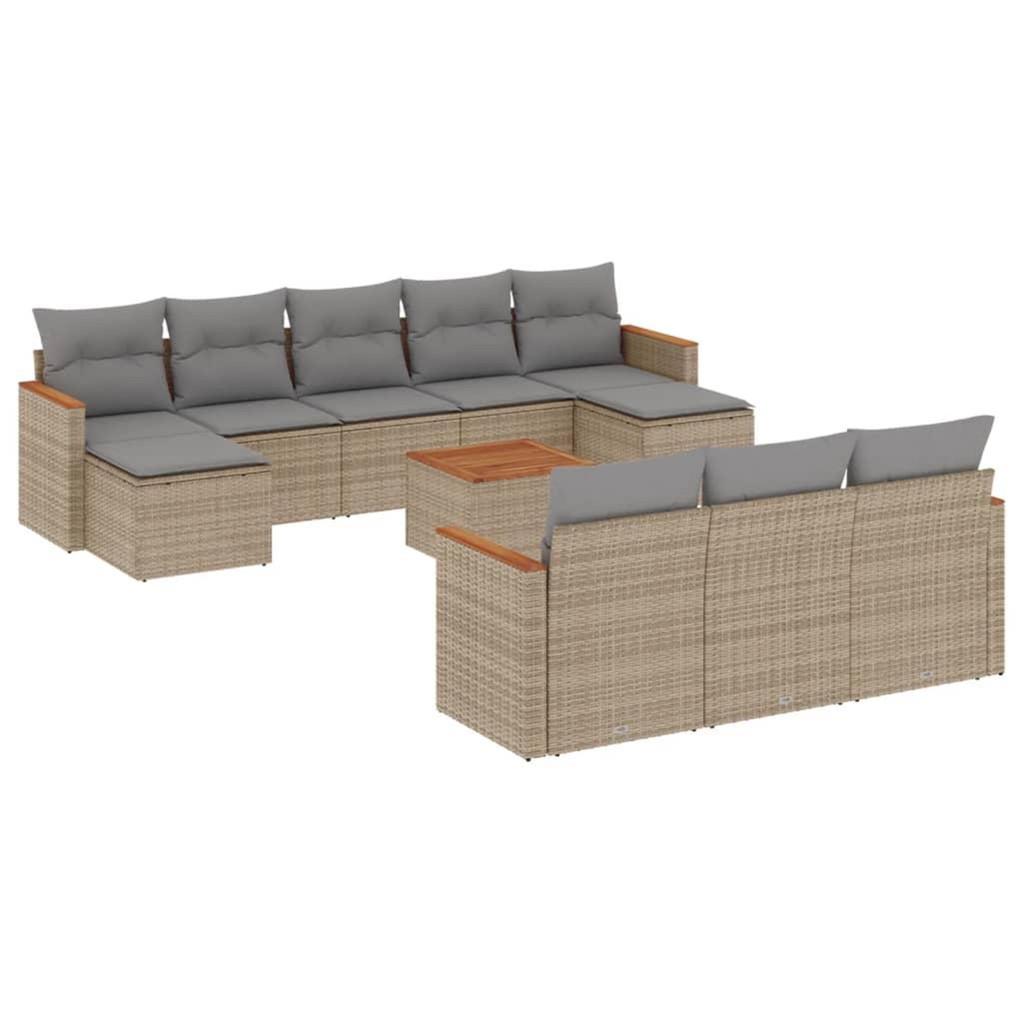 Voir la diapositive 2 : VIDAXL Salon de jardin et coussins 11 pcs melange beige resine tressee