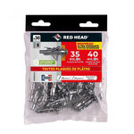 RED HEAD Lot de 30 chevilles Diam.8 x L.35 mm et vis a expansion RED HEAD, Diam.4 x L.40 mm