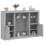 VIDAXL Buffets avec lumieres LED 3 pcs gris beton bois d'ingenierie