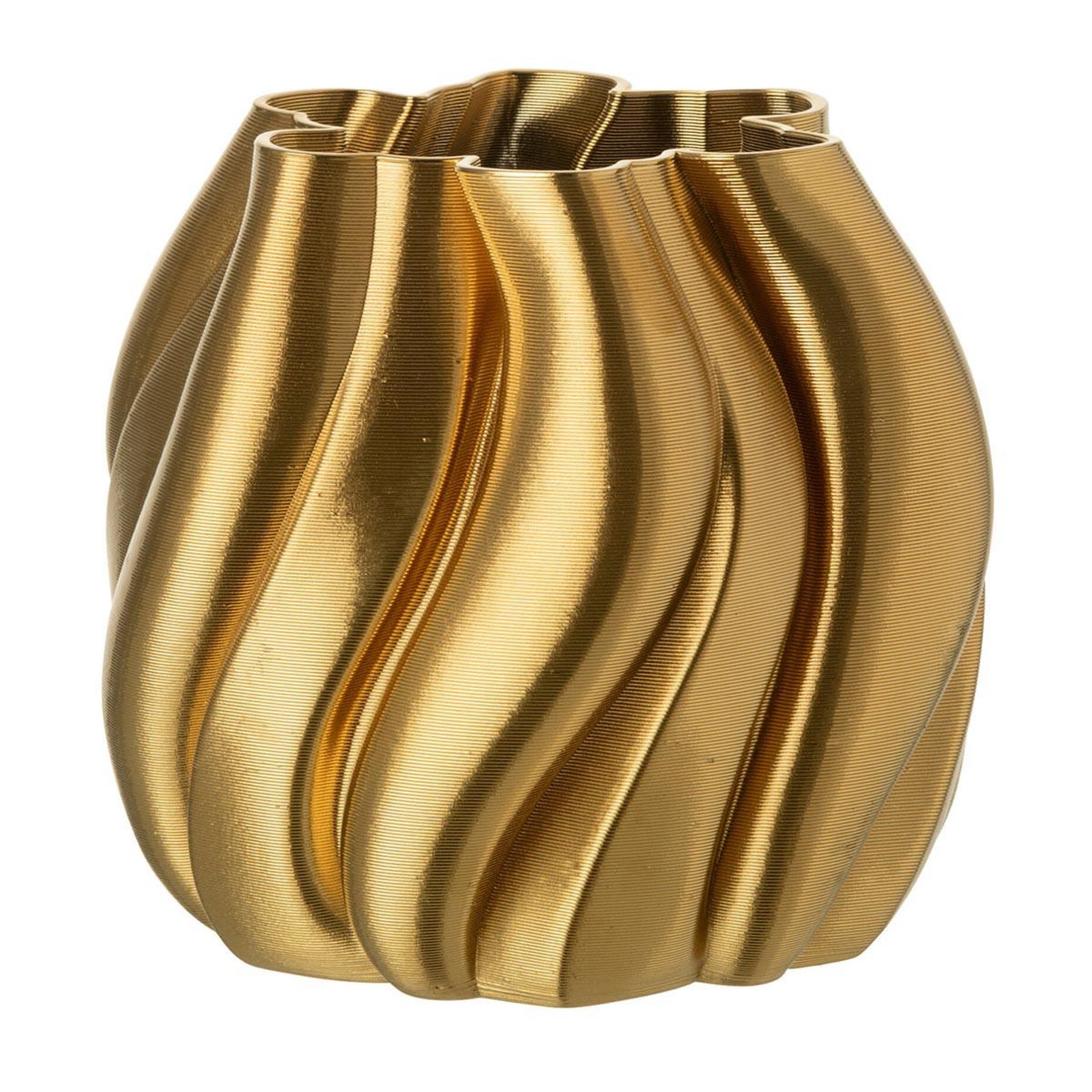 J-LINE Vase déco en porcelaine  impression 3d  22cm doré