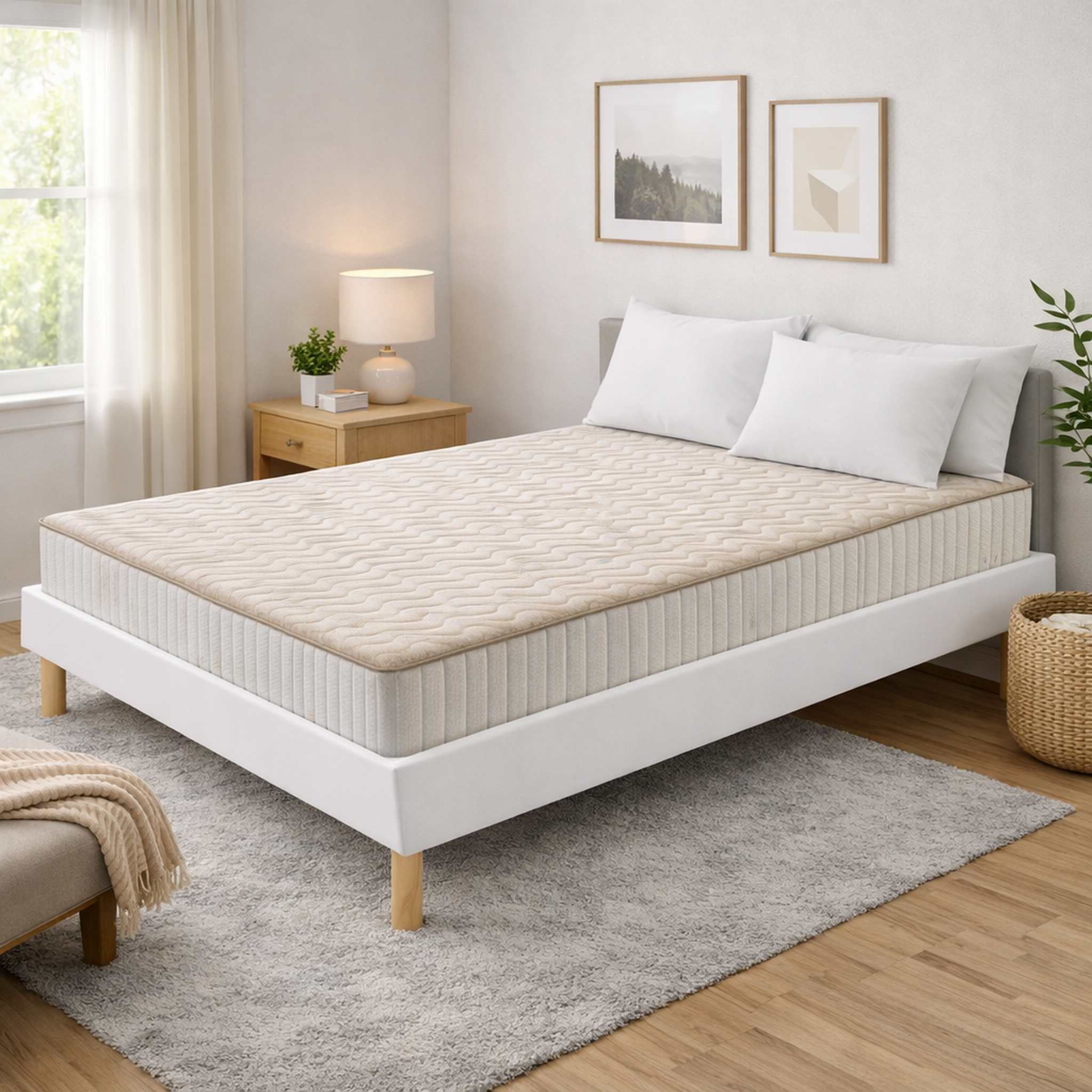 Voir la diapositive 1 : KING OF DREAMS Ensemble Sommier Tapissier et Matelas Mousse Soutien Ferme