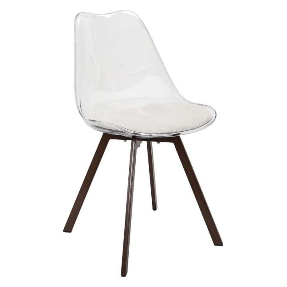 Paris Prix Lot de 4 Chaises Coussin Côtelé  Scott  82cm Transparent & Beige