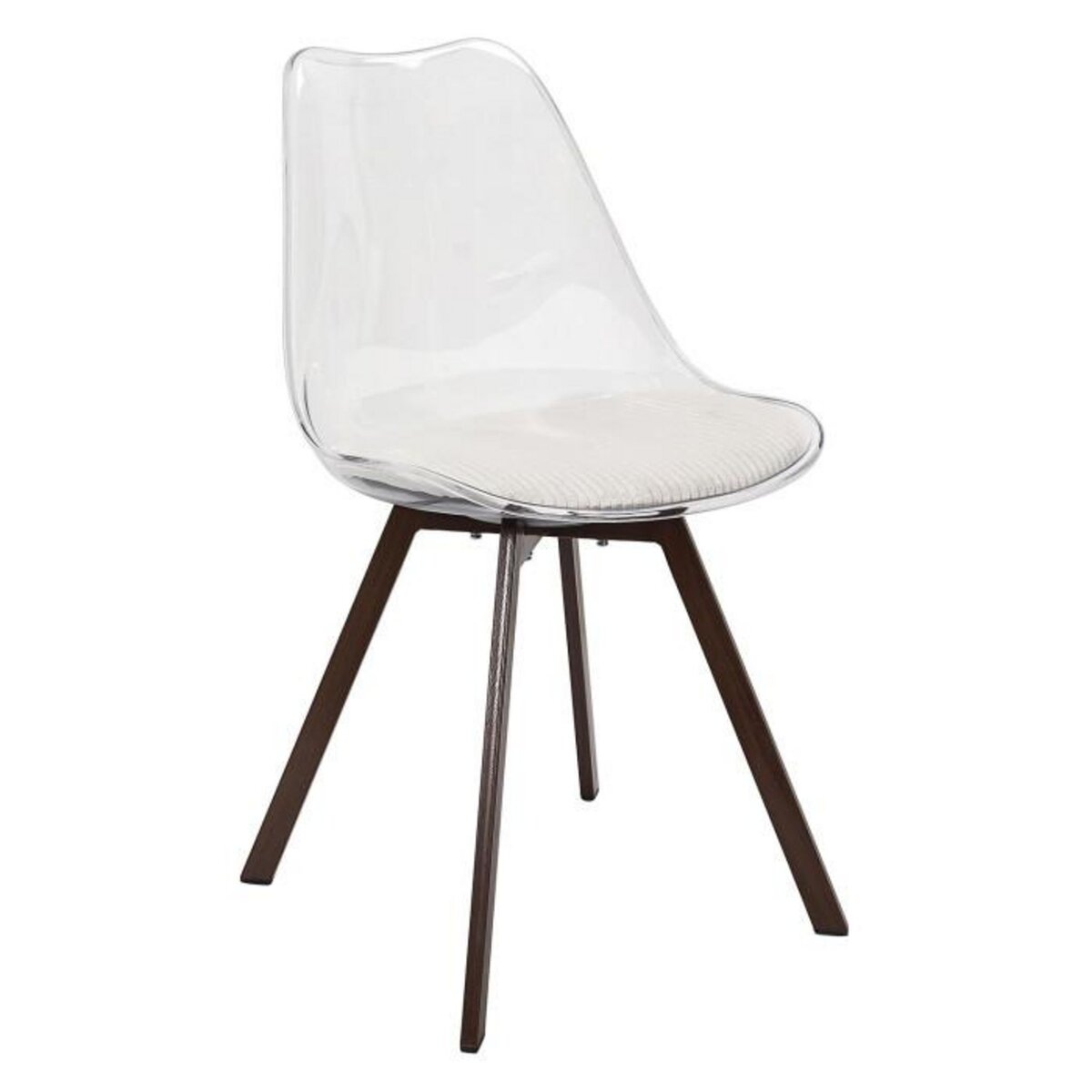 Paris Prix Lot de 4 Chaises Coussin Côtelé  Scott  82cm Transparent & Beige