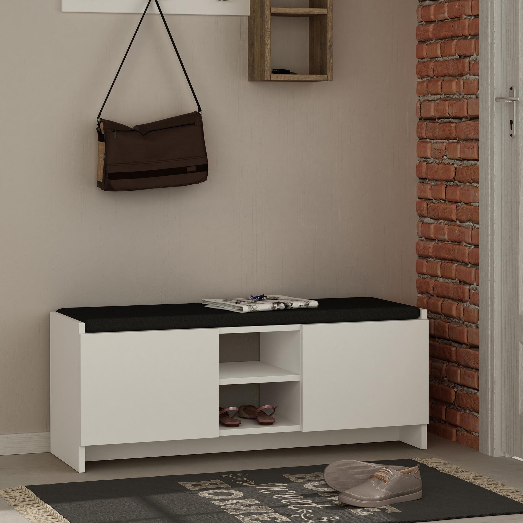 Voir la diapositive 2 : Habitat et Jardin Meuble à chaussures en bois  zulla  - 110 x 37 x 43 cm - blanc