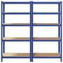 Voir la diapositive 4 : VIDAXL Etageres de rangement a 5 niveaux 2 pcs Bleu Acier et bois