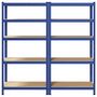 Voir la diapositive 4 : VIDAXL Etageres de rangement a 5 niveaux 2 pcs Bleu Acier et bois
