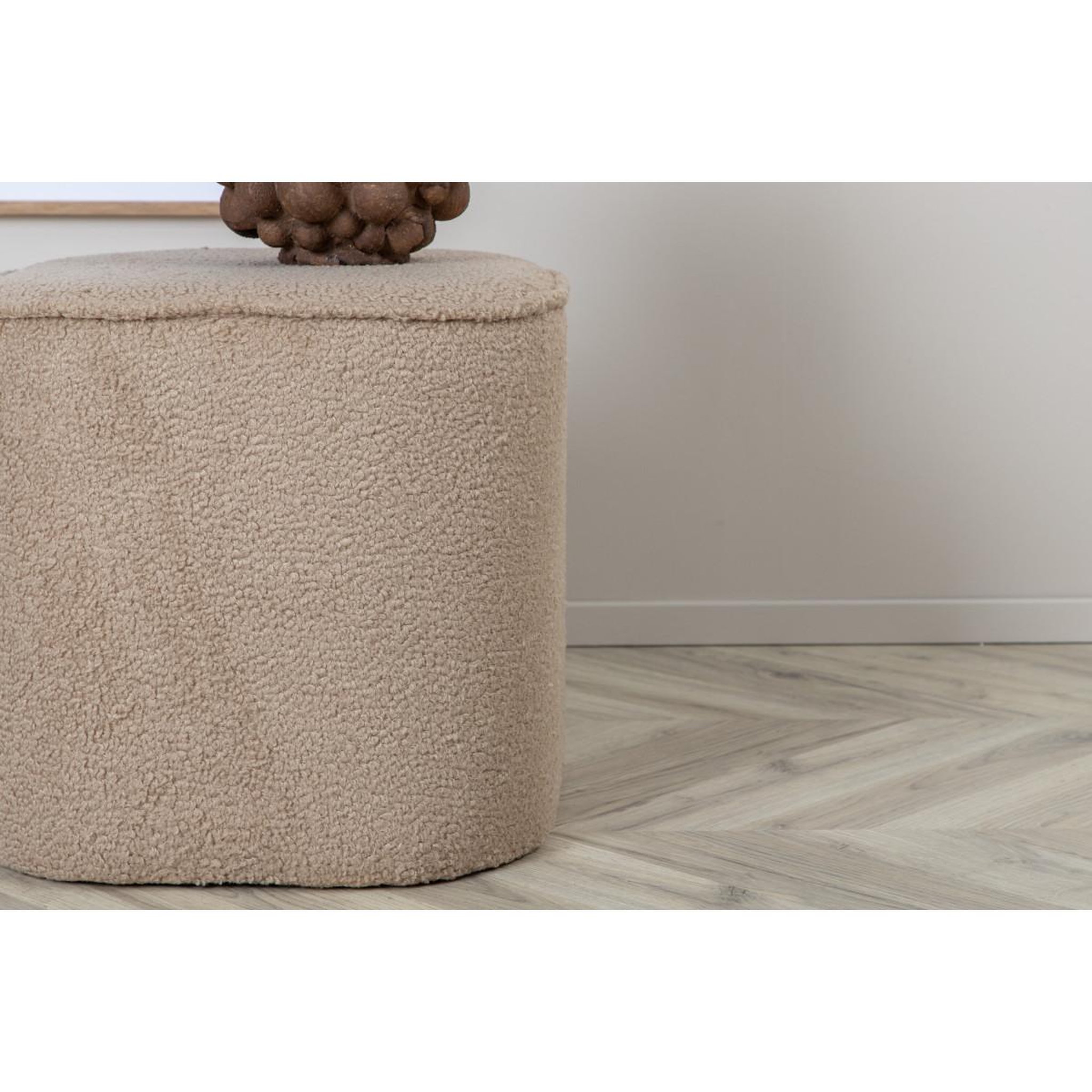 Voir la diapositive 5 : Paris Prix Pouf tissu bouclette  piff  44cm beige