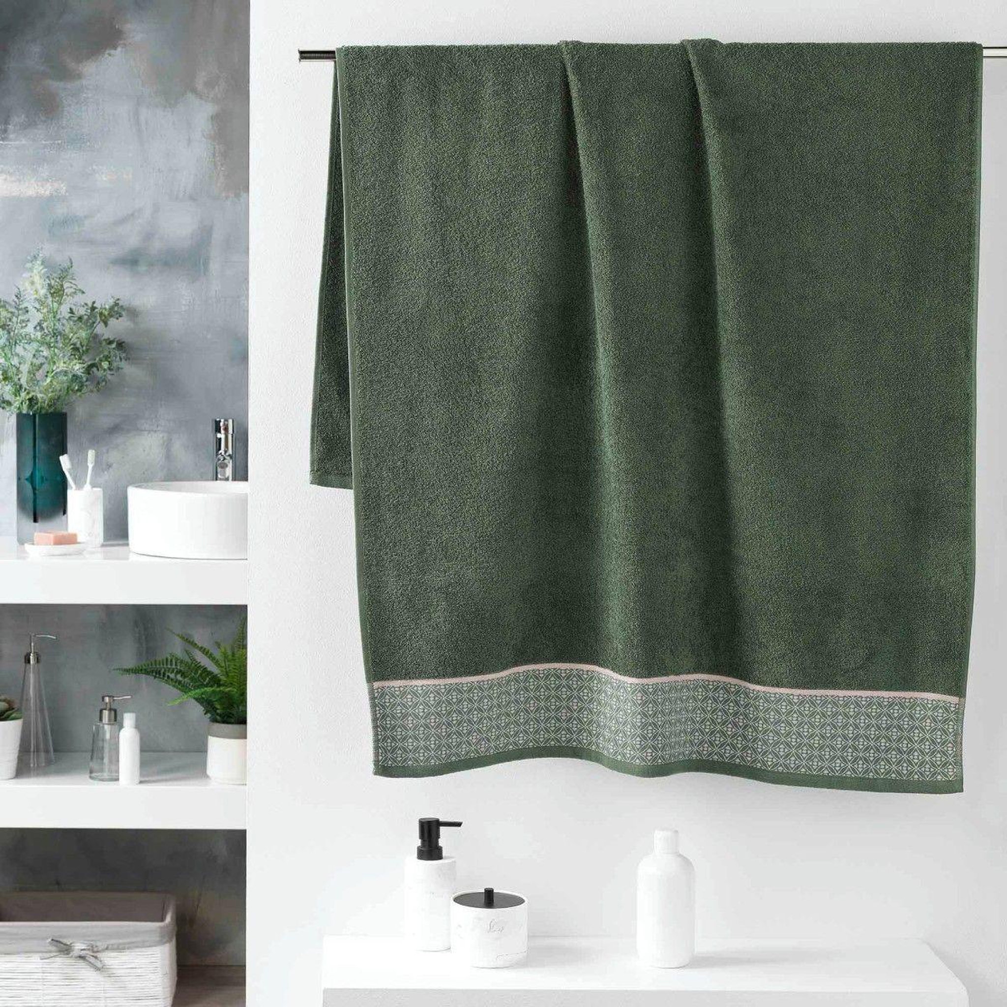 Voir la diapositive 2 : Douceur d'Intérieur Drap de bain jacquard  belina  90x150cm kaki