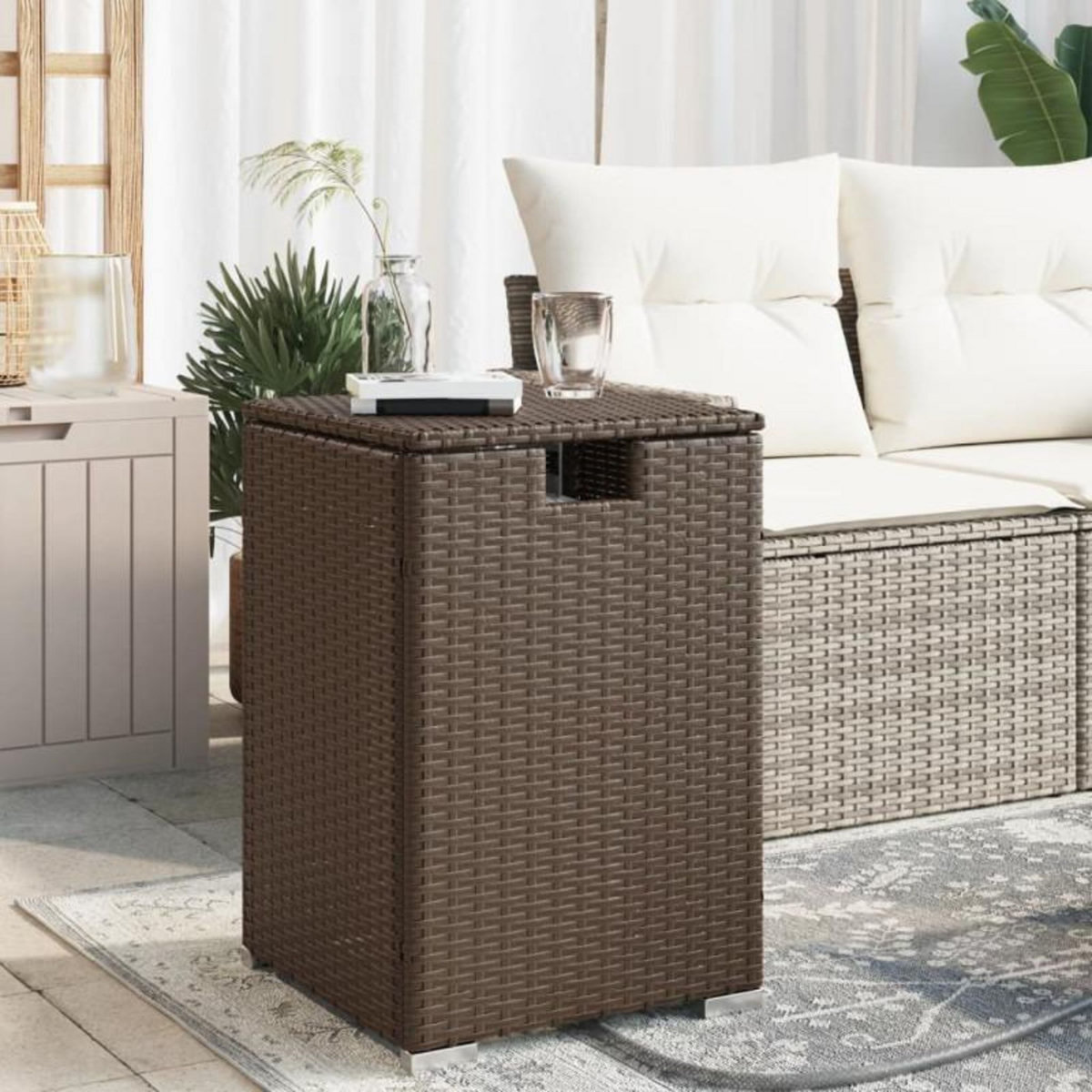 VIDAXL Table de couverture de bouteille de propane marron 40x40x60 cm