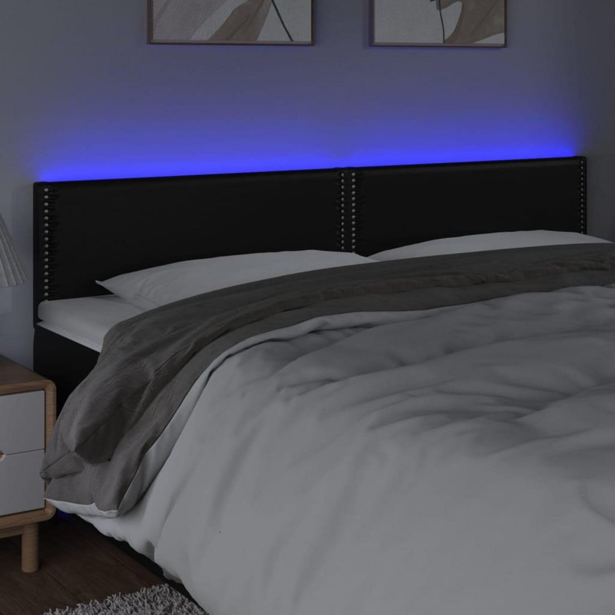VIDAXL Tete de lit a LED Noir 180x5x78/88 cm Similicuir