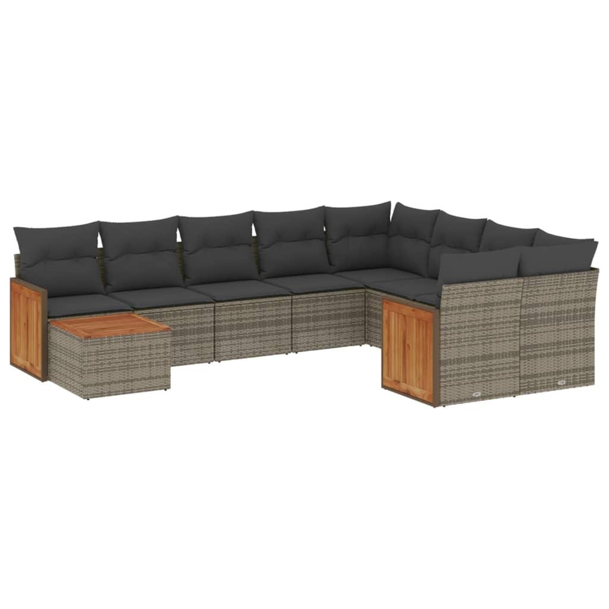 Voir la diapositive 2 : VIDAXL Salon de jardin avec coussins 10 pcs gris resine tressee