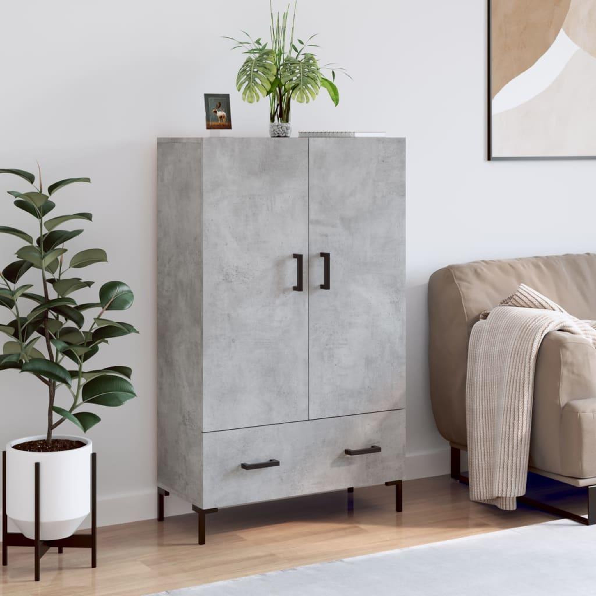 VIDAXL Buffet haut gris beton 69,5x31x115 cm bois d'ingenierie