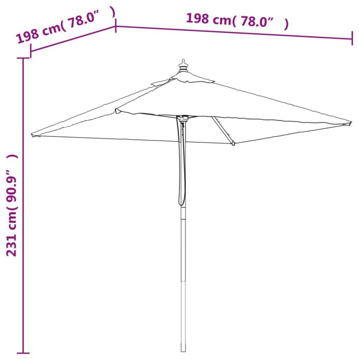 VIDAXL Parasol de jardin avec mat en bois sable 198x198x231 cm