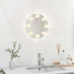 VIDAXL Miroir mural sans cadre avec lampes LED Rond Verre
