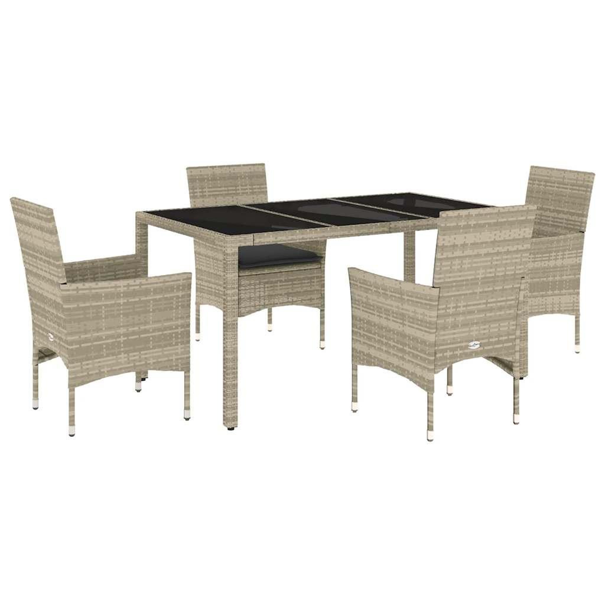 Voir la diapositive 2 : VIDAXL Ensemble a manger de jardin avec coussins 5 pcs rotin et verre