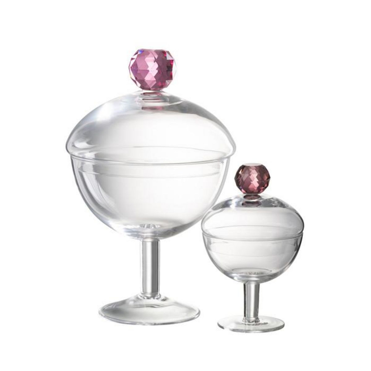 Paris Prix Bonbonnière en Verre  Diamond  25cm Transparent & Rose