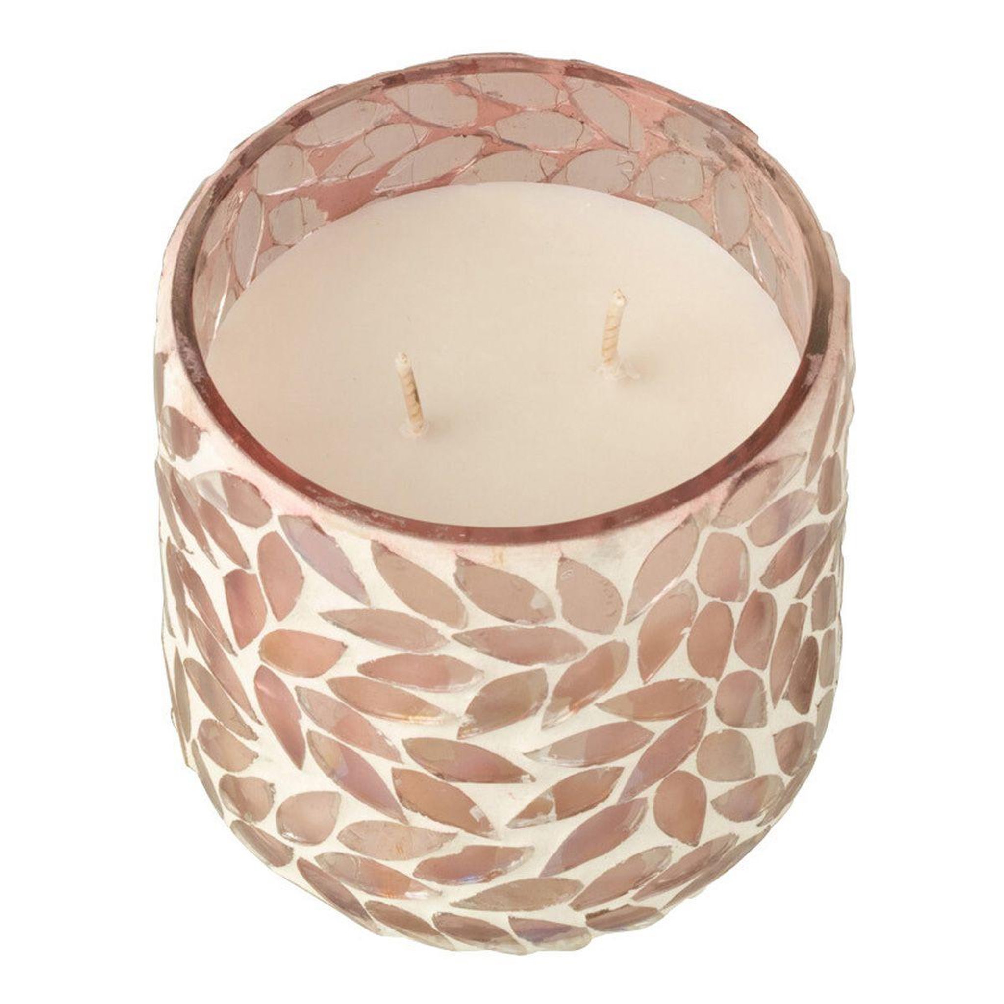 Voir la diapositive 1 : J-LINE Bougie parfumée mosaïque  cyra  10cm tender rose