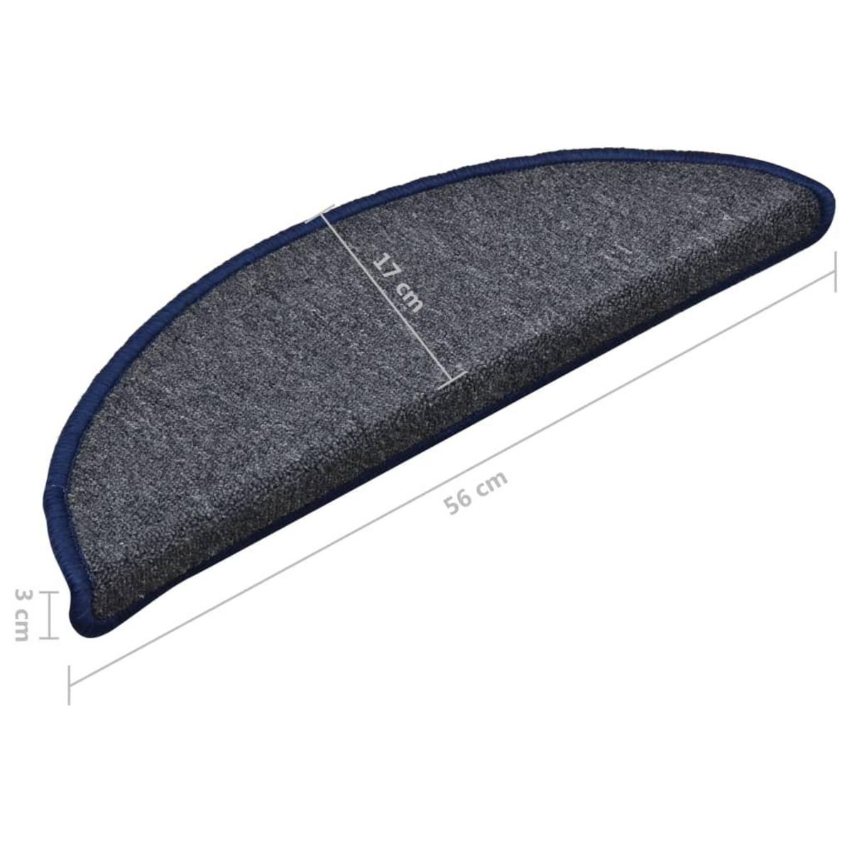 VIDAXL Tapis de marches d'escalier 15 pcs Gris fonce et bleu 56x17x3cm