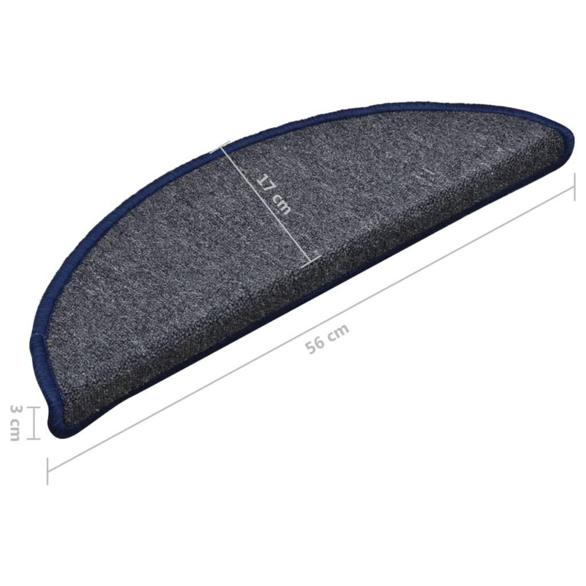 VIDAXL Tapis de marches d'escalier 15 pcs Gris fonce et bleu 56x17x3cm