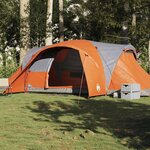 VIDAXL Tente familiale a dome 6 personnes gris et orange impermeable