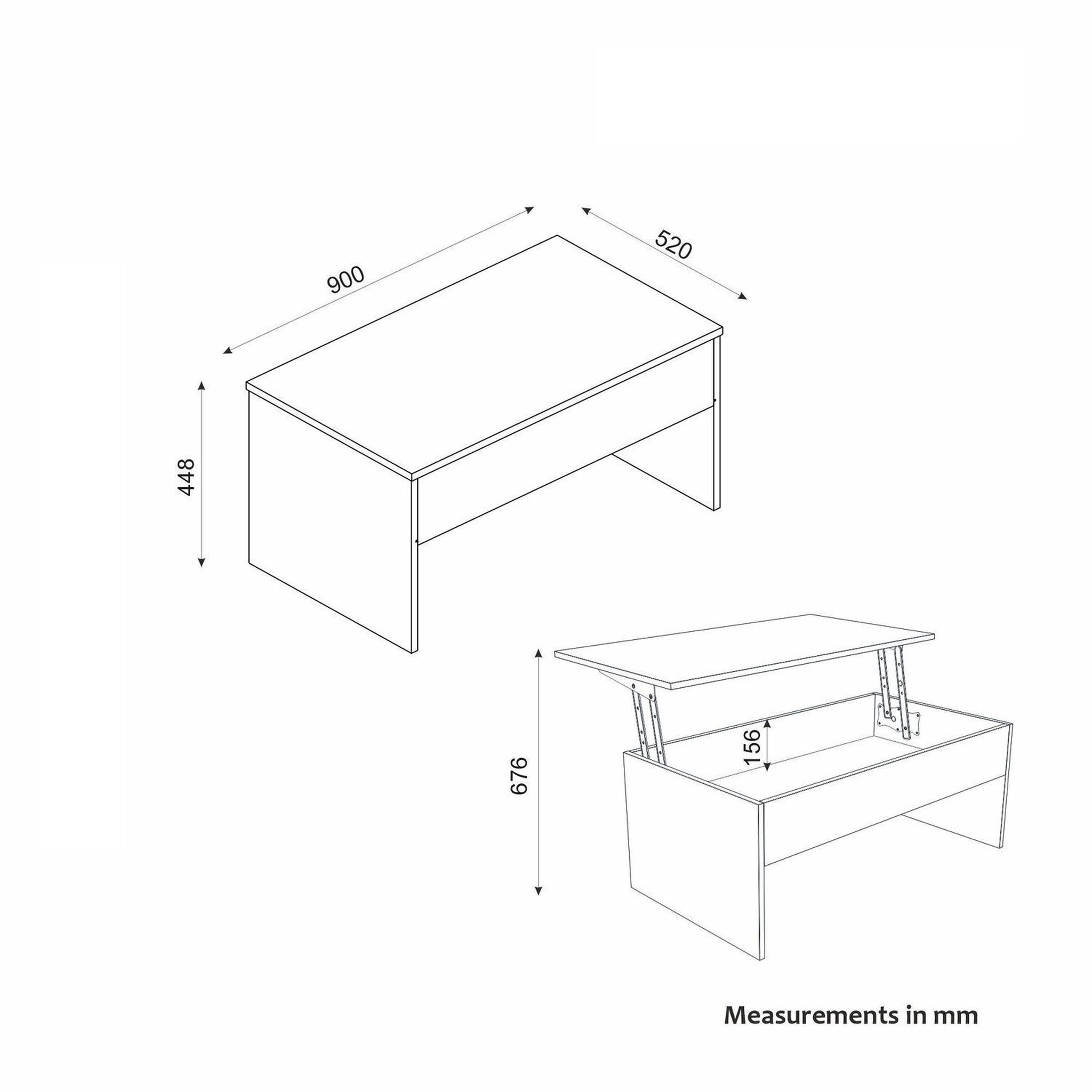 Voir la diapositive 3 : TOILINUX Table basse relevable en bois - blanc