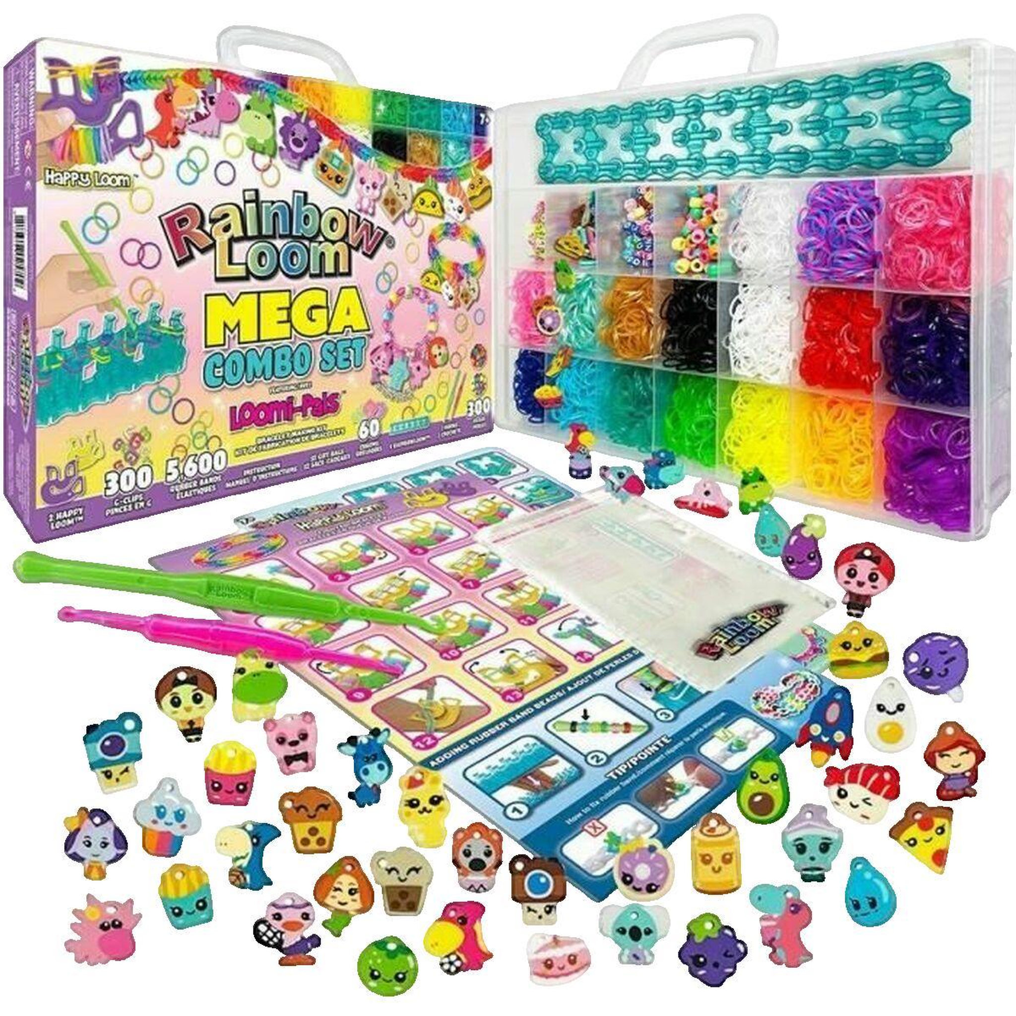 Voir la diapositive 3 : BANDAI Kit de fabrication de bracelets Bandai Rainbow Loom Mega Combo Set multicolore