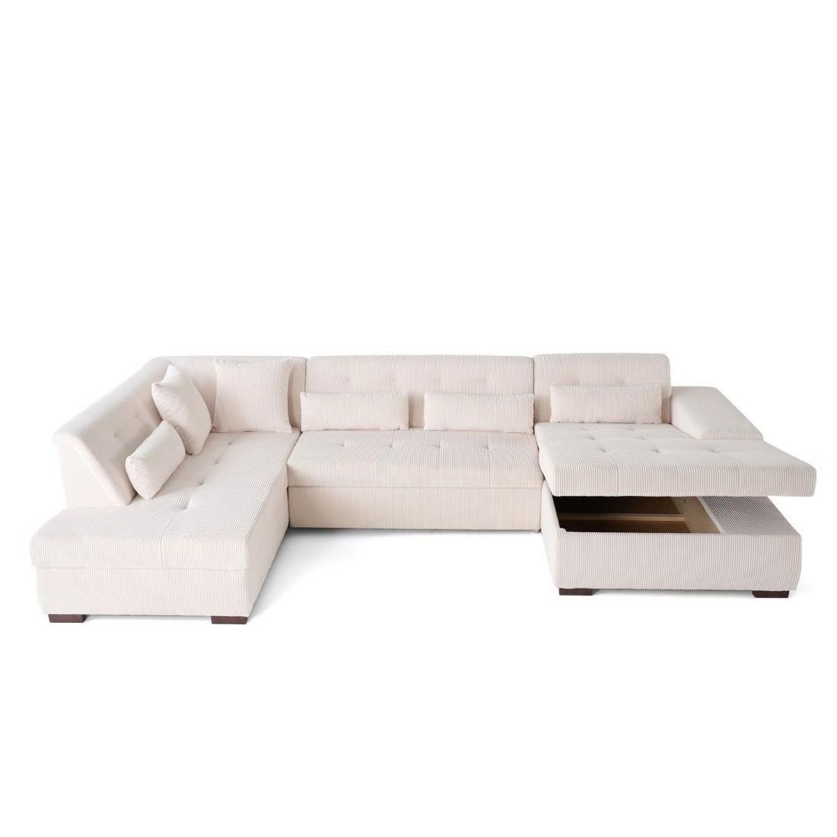 LISA DESIGN Vermont - canapé panoramique d'angle gauche - 7 places - convertible avec coffre - en velours côtelé