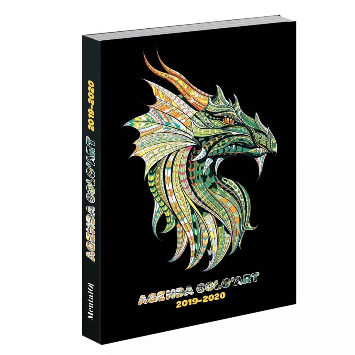  Agenda scolaire jounalier garçon 320 pages 12x17cm - couverture à rabats - Colo Art dragon sur fond noir 2019-2020