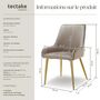 Voir la diapositive 6 : tectake Chaise rembourrée en velours rembourré taupe Lot de 4
