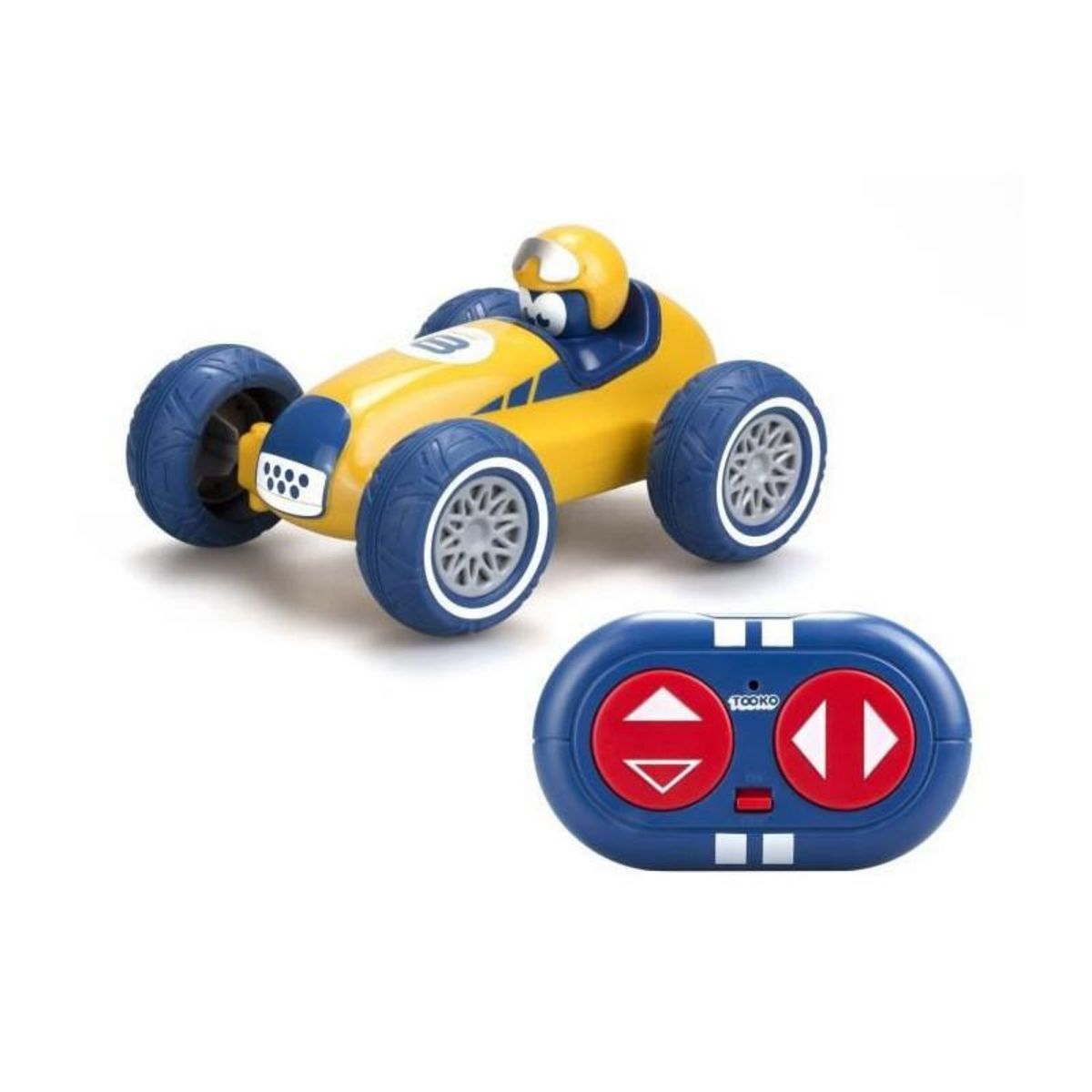 TOOKO TOOKO - Ma premiere voiture telecommandee de course - Look Vintage - Des 3 ans - Coloris aleatoire : rouge ou jaune - 13 cm
