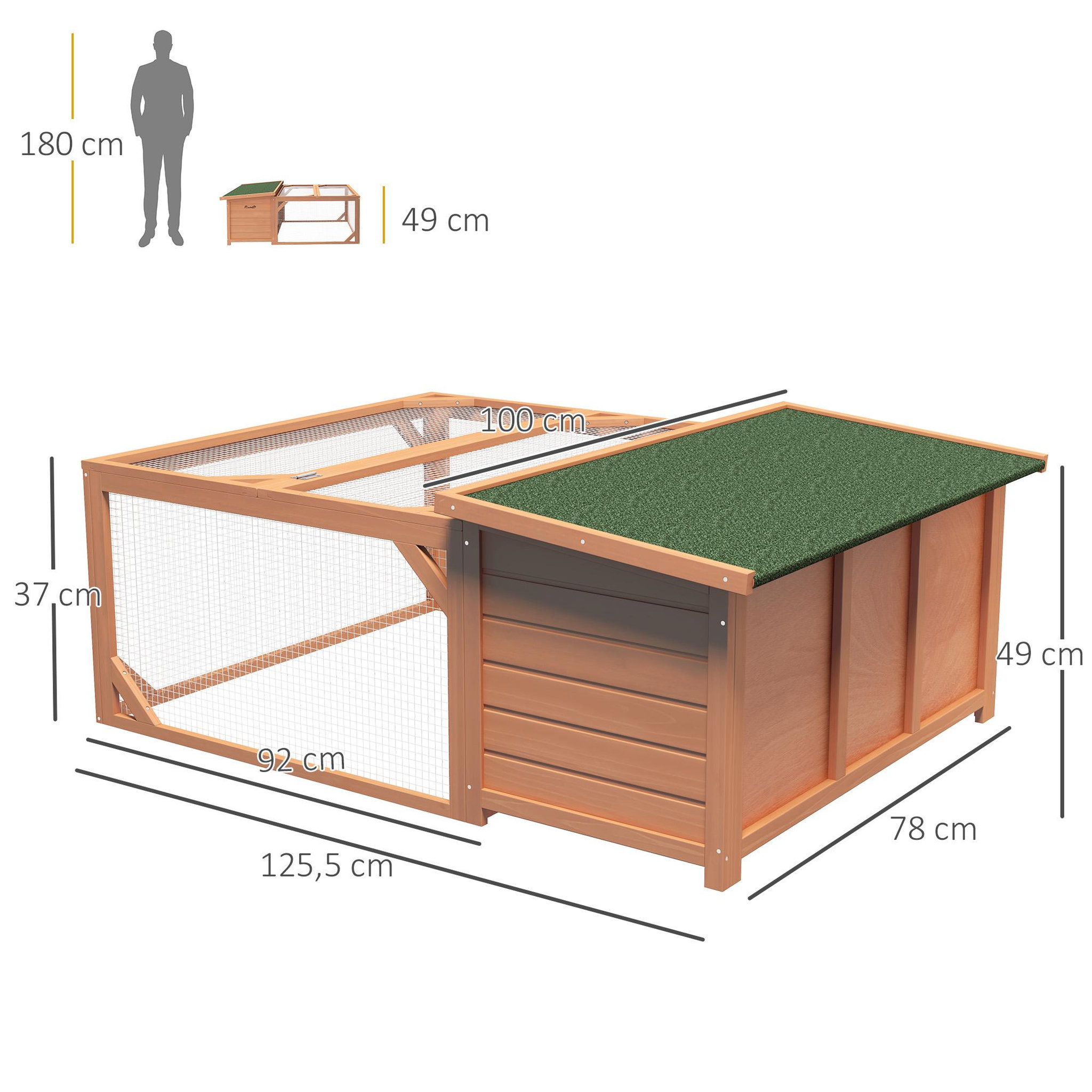 Voir la diapositive 3 : PAWHUT Clapier extérieur double espace niche couverte et enclos bois