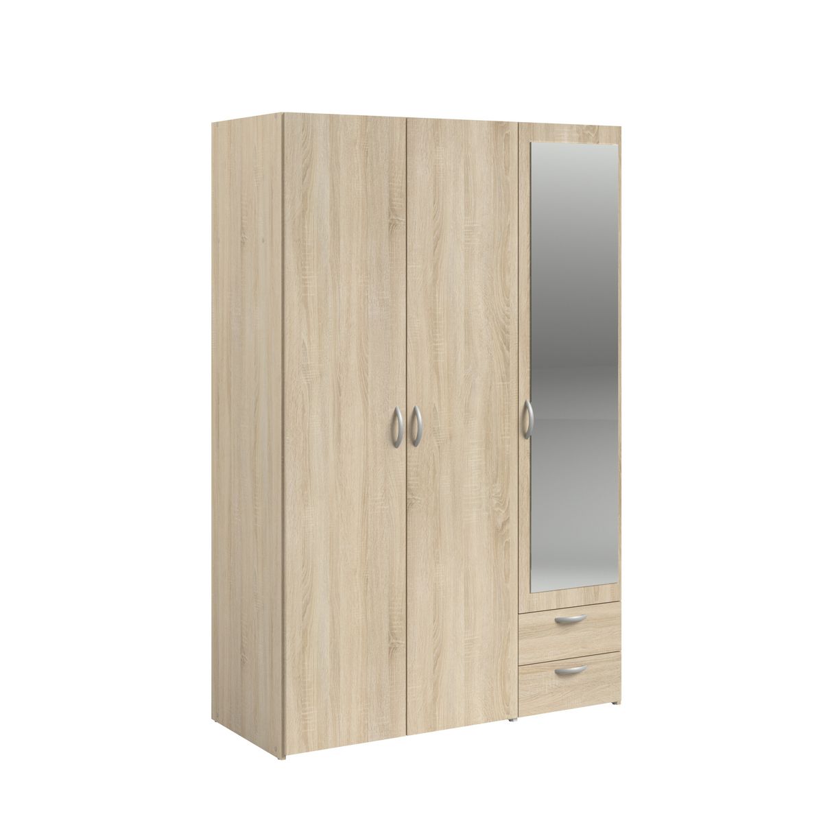 Armoire 3 portes 2 tiroirs 1 miroir L120cm DAISY
