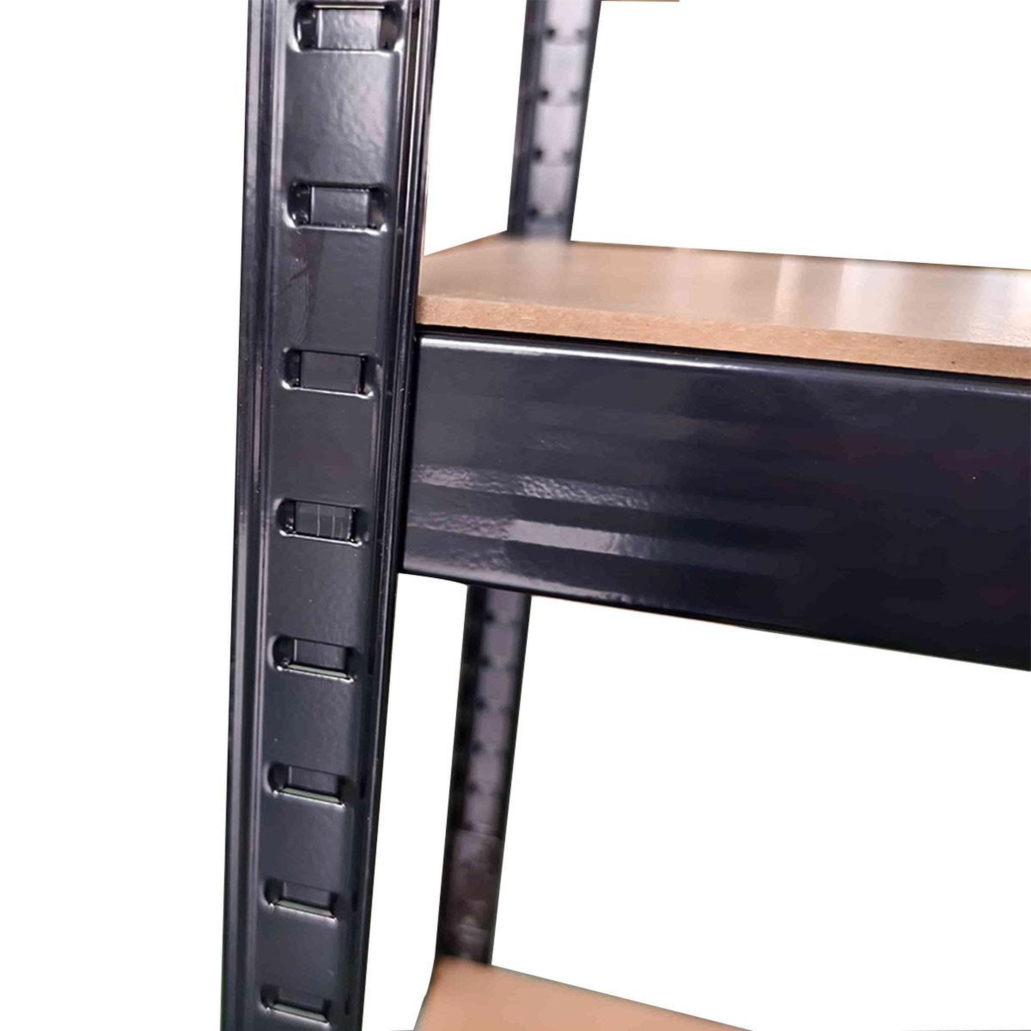Voir la diapositive 5 : INTEC Etagère de rangement noire 90 x 60 x h180cm - rayonnage métal haute qualité 5 plateaux charges lourdes 1500kg intec