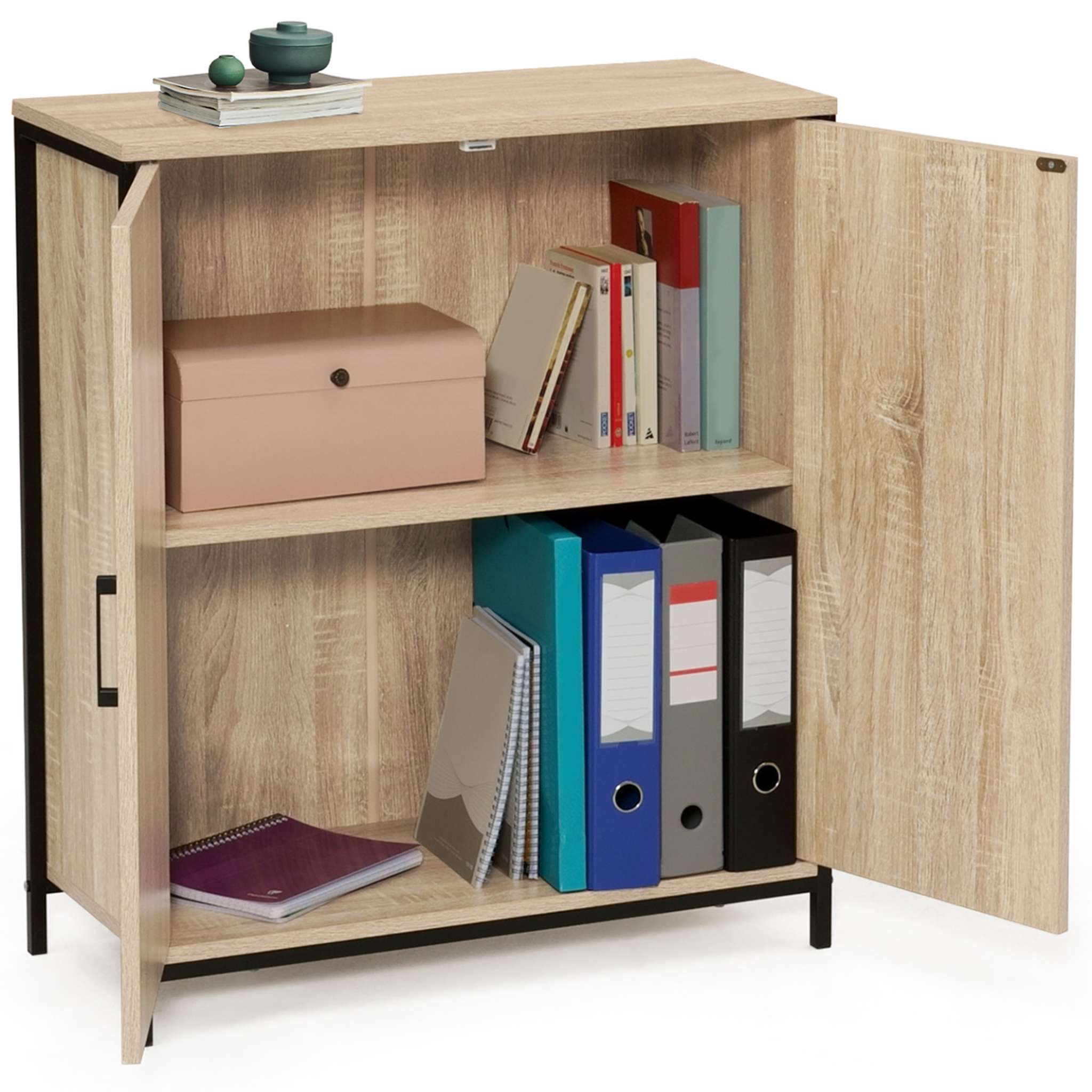 Voir la diapositive 4 : ID MARKET Armoire basse detroit 2 portes design industriel