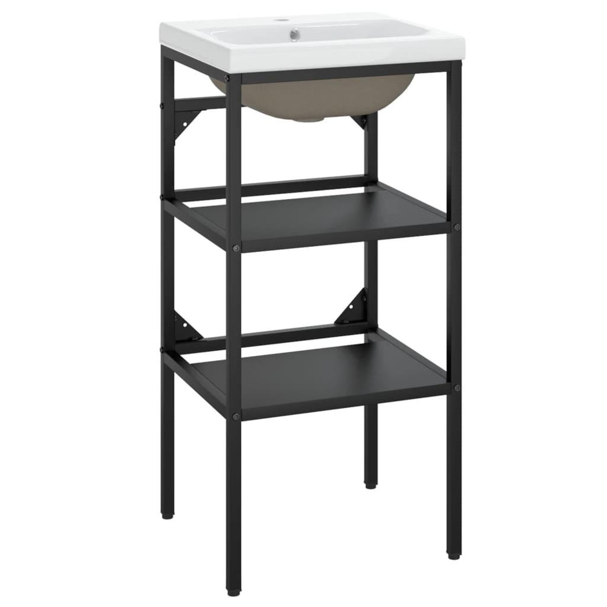 Voir la diapositive 2 : VIDAXL Cadre de lavabo de salle de bain vasque a encastrer Noir Fer