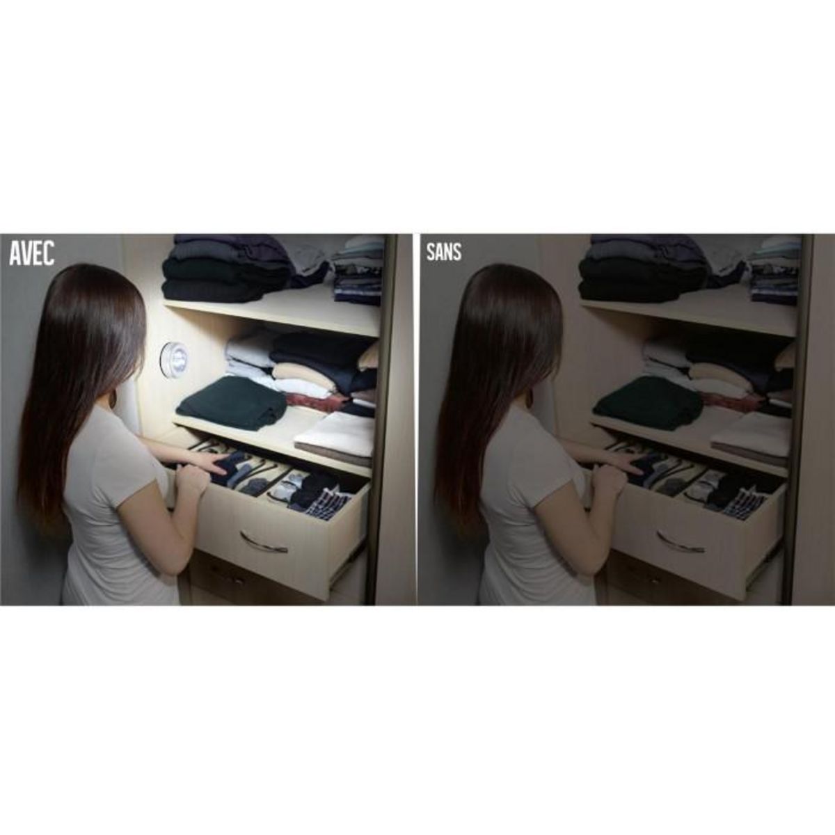 Paris Prix Lot de 3 Lampes à Led  Push  7cm Blanc