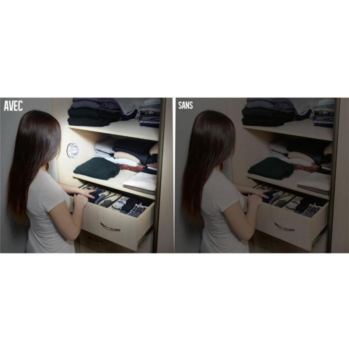 Paris Prix Lot de 3 Lampes à Led  Push  7cm Blanc