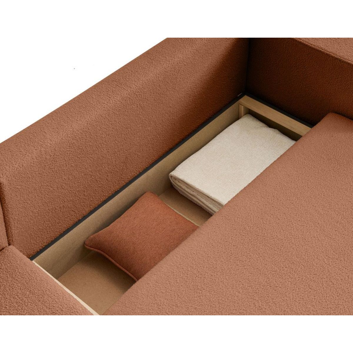 BEST MOBILIER Topaze - canapé d'angle réversible - 4 places - convertible avec coffre - en tissu bouclette