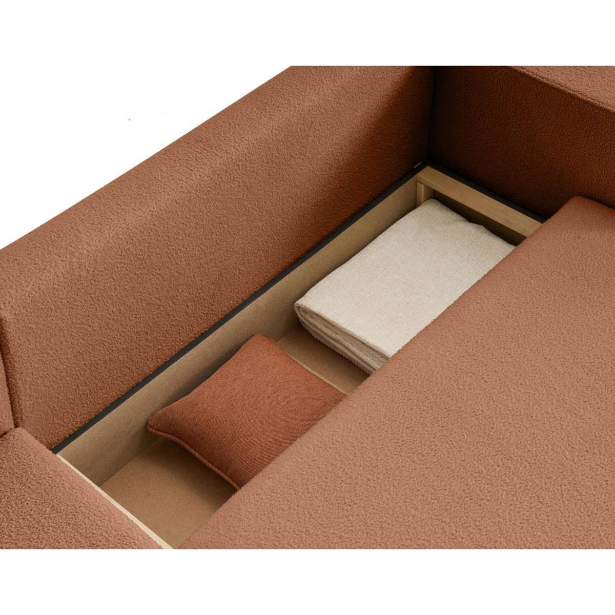 BEST MOBILIER Topaze - canapé d'angle réversible - 4 places - convertible avec coffre - en tissu bouclette