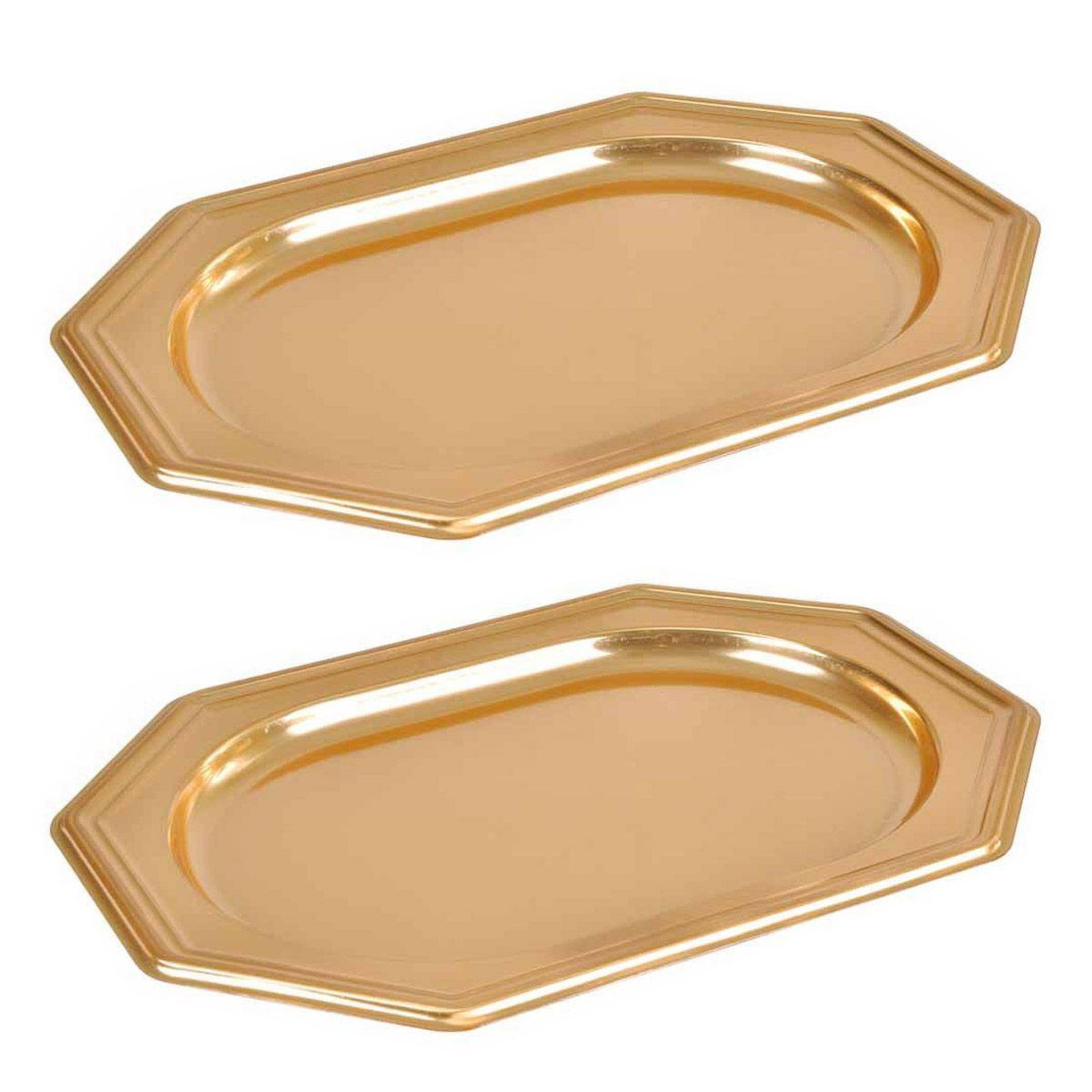 HOMEA Lot de 2 Plateaux Déco  Octogonaux  34cm Or
