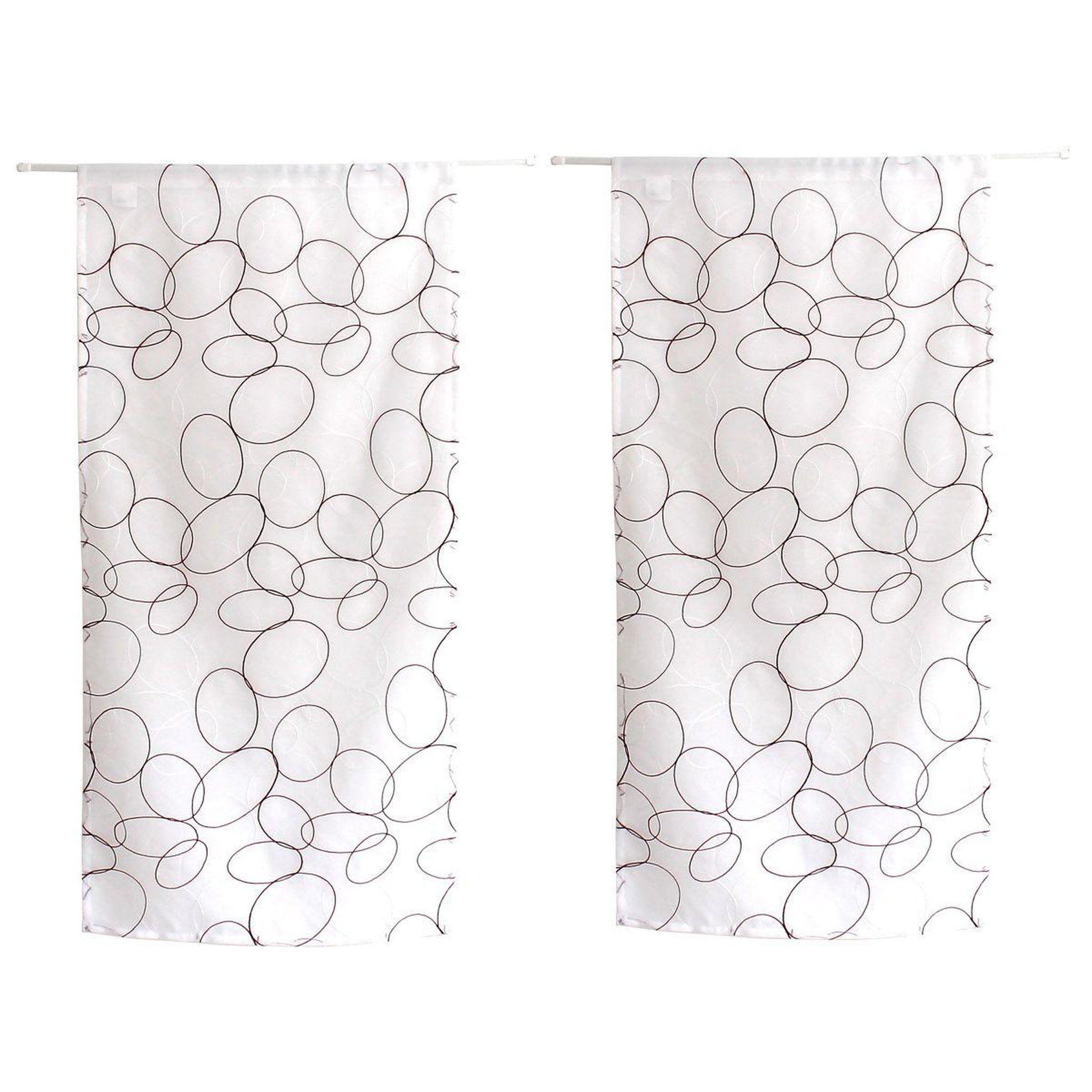 Voir la diapositive 3 : ENJOY HOME Paire de voilages bordés  galet  60x160cm bordeaux & blanc