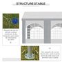 Voir la diapositive 5 : OUTSUNNY Barnum tonnelle chapiteau de jardin dim. 4L x 2,95l x 2,85H m - 4 fenêtres, 2 portes - acier galvanisé PE blanc gris