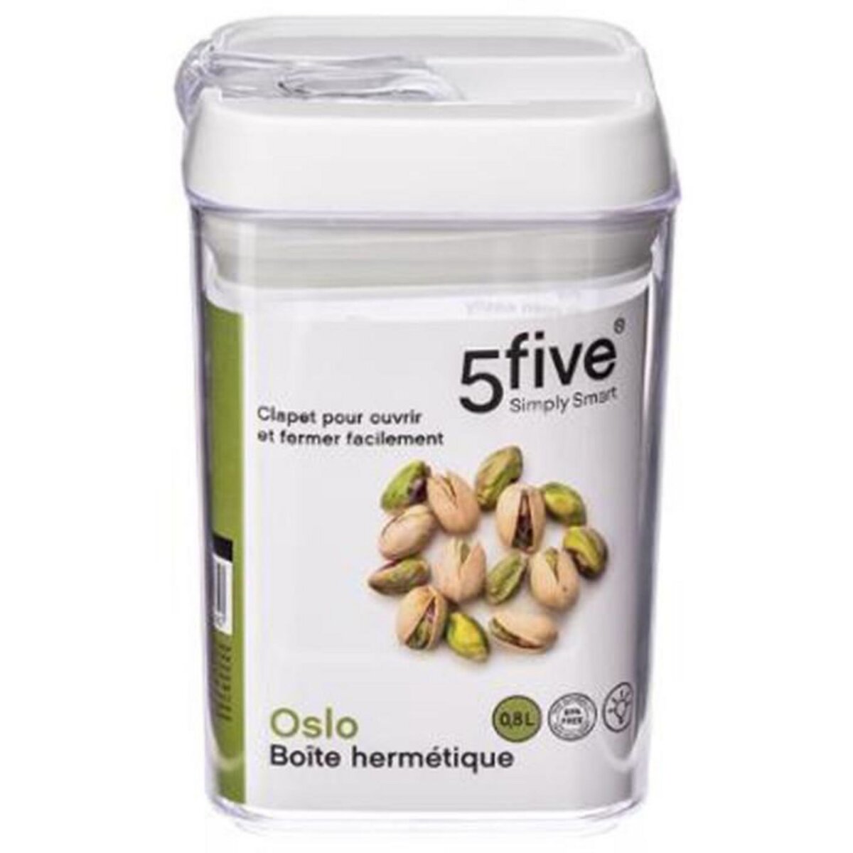 FIVE Bocal en Plastique Carré  Oslo  800ml Transparent