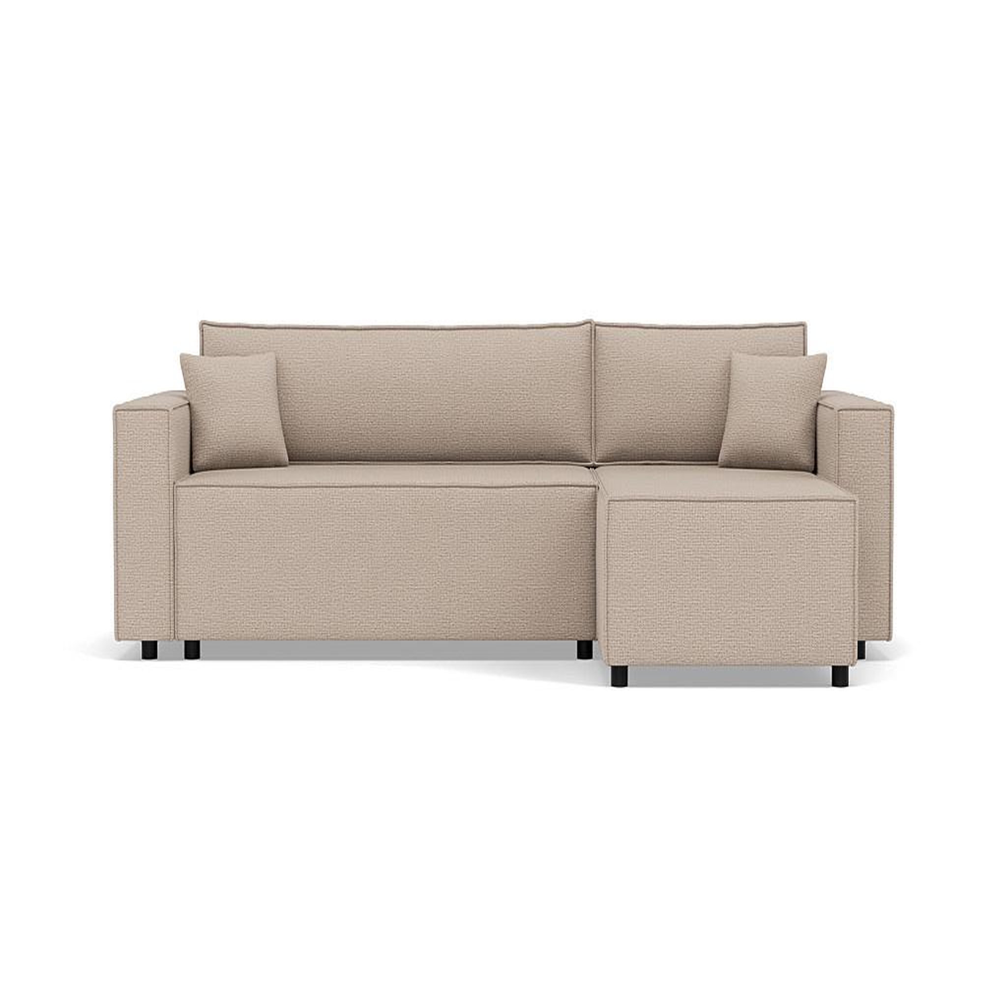 BEST MOBILIER Jonas - canapé d'angle réversible 4 places convertible avec coffre en tissu texturé. Coloris disponibles : Rose, Marron, Beige