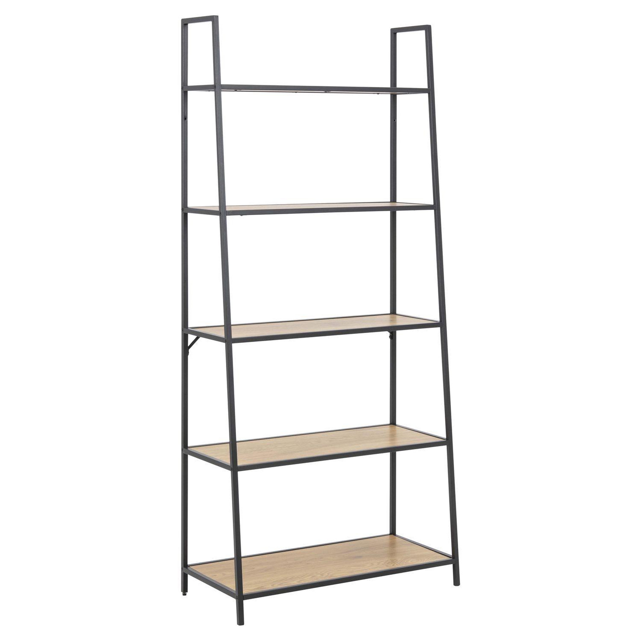 TOILINUX Bibliothèque asymétrique 4 niveaux en mdf et métal - beige et noir
