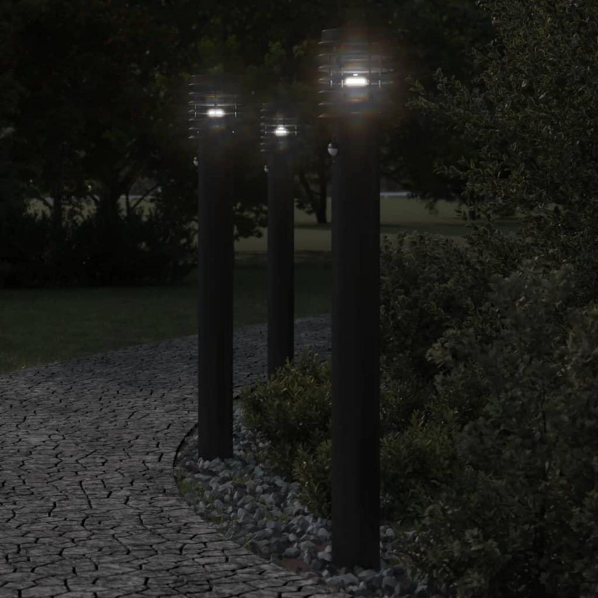 VIDAXL Lampadaire d'exterieur avec capteur noir 110cm acier inoxydable